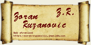 Zoran Ružanović vizit kartica